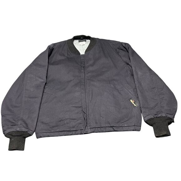 Vintage Workrite FR Quilted Lined Bomber Jacket Mens Large XL Logo Navy RARE - Picture 1 of 9